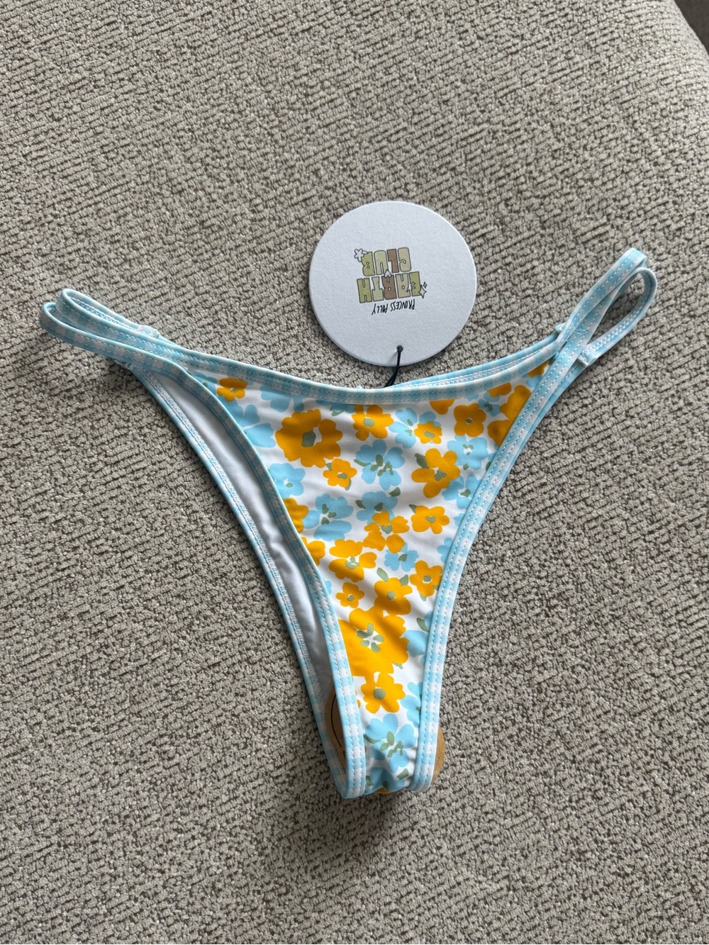 Princess Polly Floral Bikini Bottoms - Yellow & Light Blue